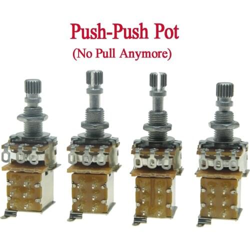 KAISH Guitar Bass Push Push Pot(No Pull Anymore) Audio/Linear Taper Guitar Potentiometer Pots A250K/A500K/B250K/B500K