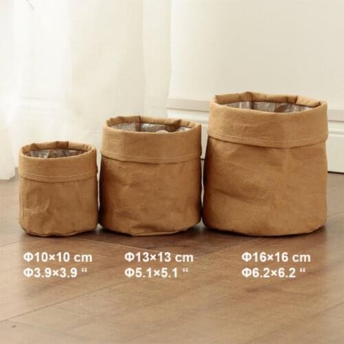 Kraft Paper Storage Bags Washable Plants Vegetable Grow Bag Flower Pot Bag Basket Flowerpot Cover Baby Clothing Toy Organizer