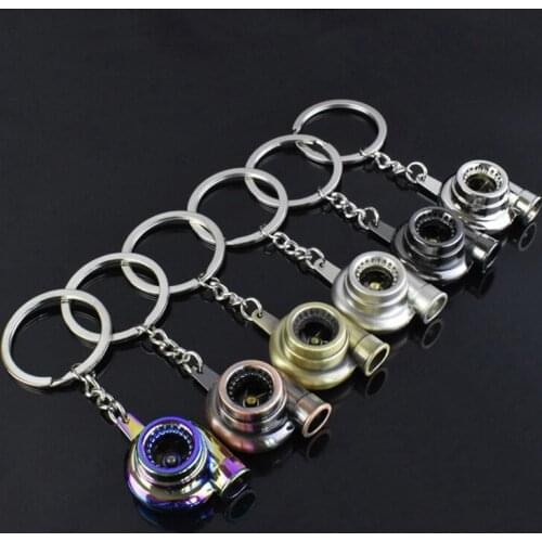 Mini Turbo Turbocharger Keychain Spinning Turbine Key Chain Ring Keyring Keyfob Car Keyring Car Interior Accessories