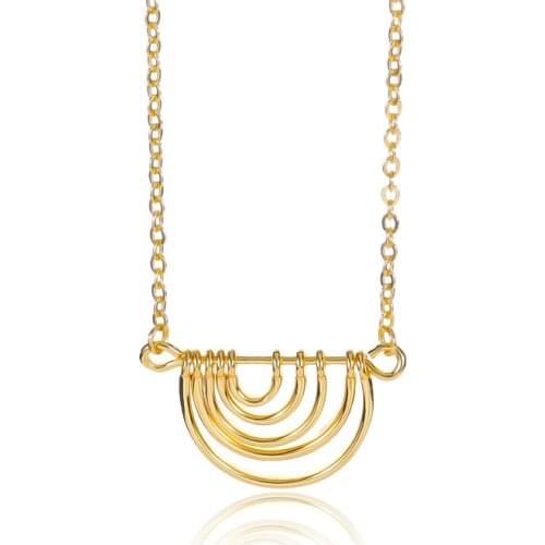 Multi Layered Half Circle Necklaces Pendants For Women Bohemia Jewelry Stainless Steel Rainbow Necklace Collier Femme BFF Gifts