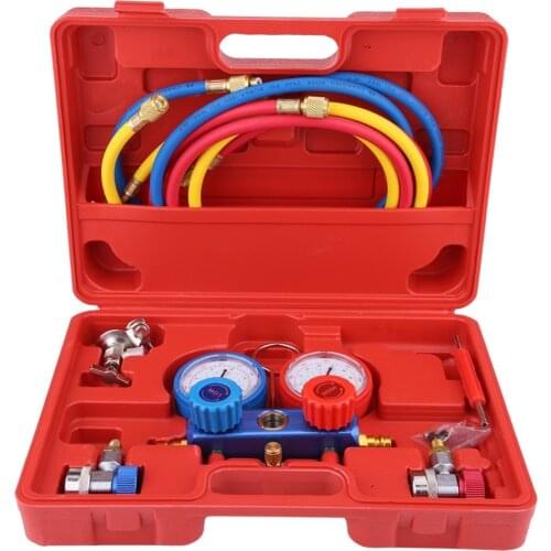 Oversea R134a Air Conditioner A/C Manifold Gauge Set with 5ft Charging Hose Tool Refrigeration Air Conditioning Tools