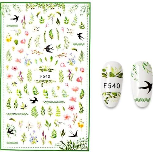 1PC Manicure Nail Stickers Flower Bird Design Stickers for Nails