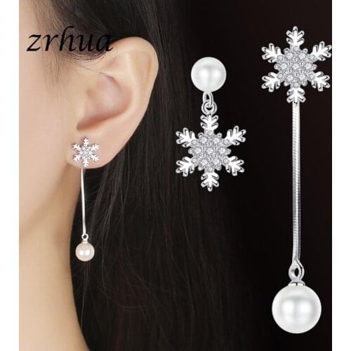 ZRHUA New Fashion Good Selling 925 Sterling Silver Pearl Earrings Accessories White Pearl Hoop For Women/Girls Wedding Jewelry