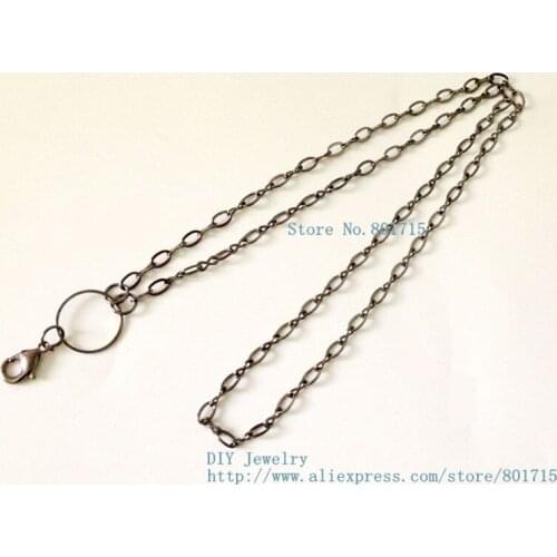 Wholesales5pcs gun black color about 60cm length + Other parts about 3cm length Necklace Chain fit floating locket pendant DIY