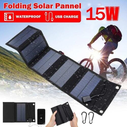 Portable 15W Foldable Waterproof and Dustproof Solar Panel Battery Charger USB Output Device Outdoor Camper