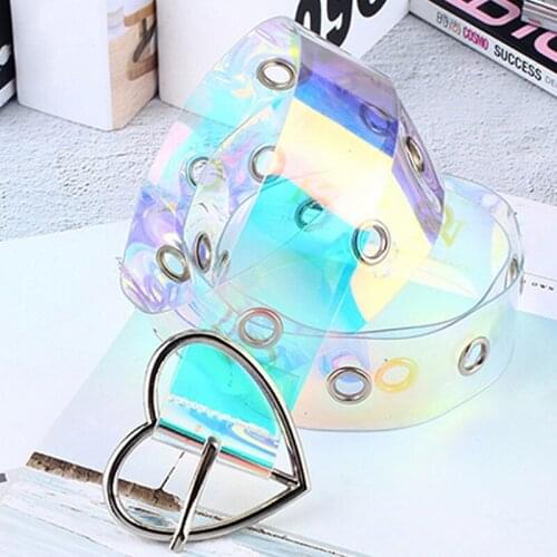 Transparent Lady Girls Waistband Fashion Women Waist Belt Laser Metal Buckle Casual Decoration Pin