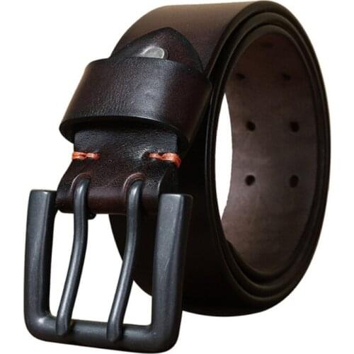 4.3CM Widened Alloy Double-pin Buckle Belt, Mens Leather Retro Fashion Youth Can Match Casual Belts At Will