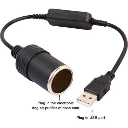 Car Cigarette Lighter Socket USB 5V To 12V Converter Adapter Wired Controller Cigarette Lighter Socket Plug Interior Accessories