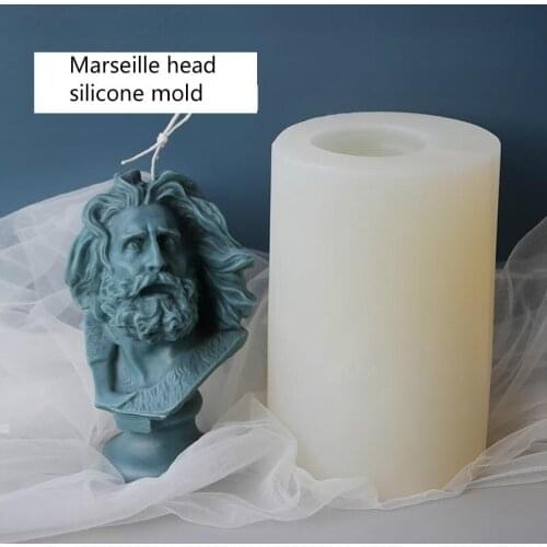 Large Marseille Head Candle Silicone Mold DIY Aromatherapy Gypsum Home Craft Decoration Decoration Large Resin Statue Mold
