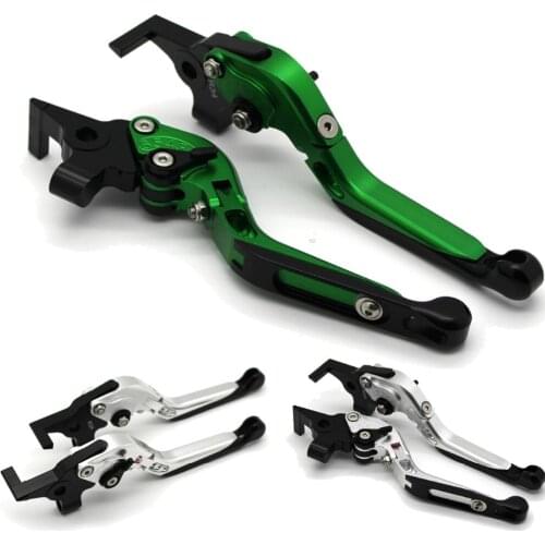 With logo Motorcycle Frame Ornamental Foldable Brake Handle Extendable Clutch Lever For KAWASAKI H2 / H2R