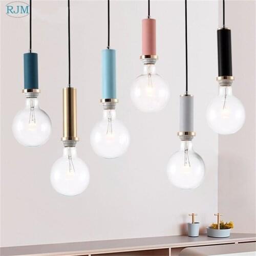 Modern Creative Macarons Pendant Lights Simple Color Iron Hang Lamp for Living Room Bedroom Restaurant Cafe Bar Lighting Decor