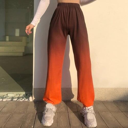 Gradient Printed Sweatpants Baggy Joggers Pockets High Waist Trousers Women Sportswear Tracksuits Streetwear