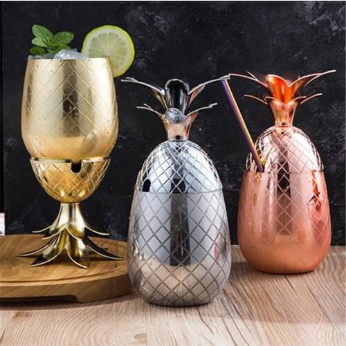 Pineapple Mug Pineapple Cups Tumbler Cocktail Mug 3 Colors (Silver,Copper,Gold) Stainless Steel Beer Cups Moscow Mug Copper Mug