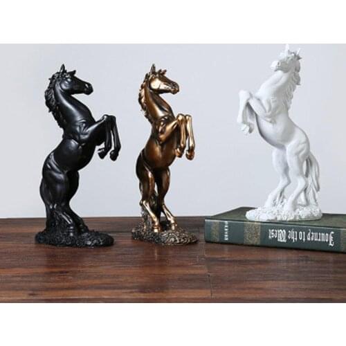 Figurine horse, resin statue galloping horse, modern sculpture with design desk