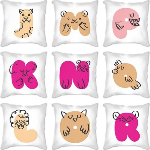 Pattern Throw Pillow Case 26 abstract animal letters Cushion Covers Home Sofa Chair Decorative Pillowcases dekoracyjna 45x45cm