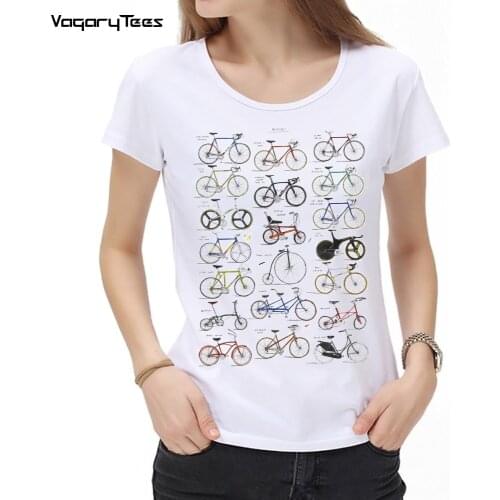 Vintage A Collection Of Bicycles T-Shirt Fashion Women Short Sleeve Old Bikes Print Casual Tops Hip Hop Girl Streetwear Tshirt