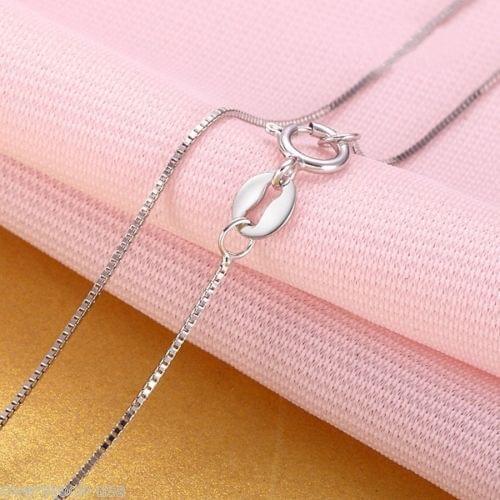 Real 18k White Gold Chain Women Luck 0.5mmW Box Link Chain Necklace