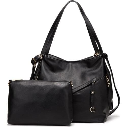 Genuine leather women casual totes large shopping bags with small coin purse