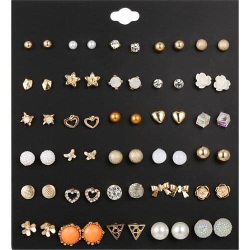 Womens Earrings Set Charm Korean Geometric Stud Earrings Korean Style Gold Small Metal Lovely Earring 2021 Trend Earrings Set