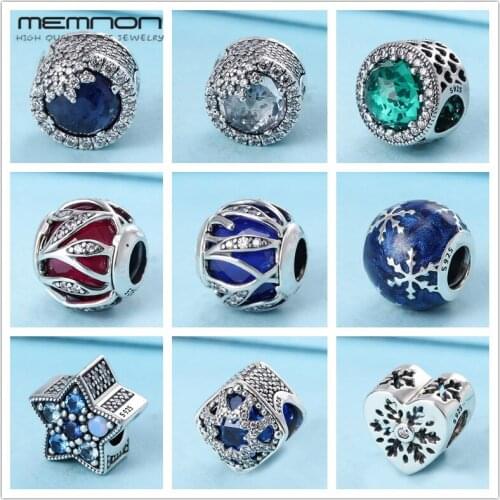 Winter collection Snowflake Radiant Hearts star charms 925 sterling silver jewelry Heart bead fit bracelet diy Christmas gift