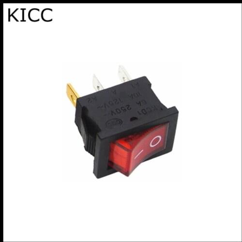 15*21MM Rocker Switch Red With lamp KCD1-102N 3Pin 2File Seesaw switch 6A250V 10A125V Power switch 5Pcs