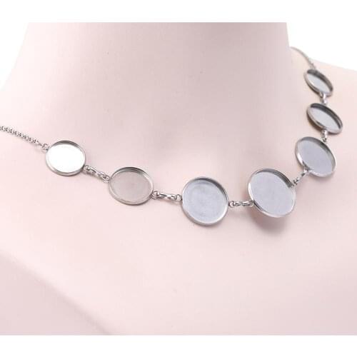 2pcs 14mm 16mm 18mm 20mm cabochon pendant base setting trays diy blank necklace bezel findings stainless steel