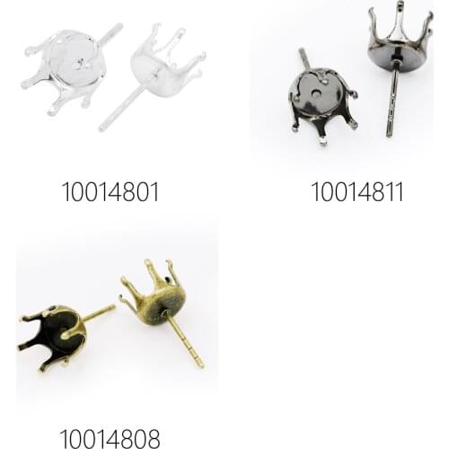 20pcs crown claw setting earring stud blanks,earring blanks,earring settings Suitable for ss38(8mm) crystal