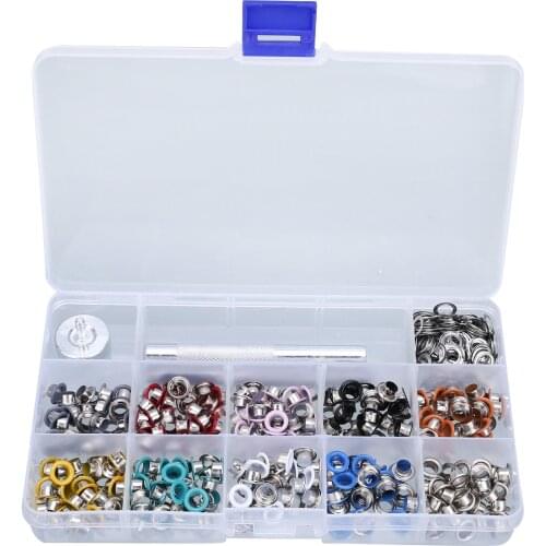 300pcs Metal Multicolor Eyelet Set Leather Craft Repair Grommets DIY Leather Hole Clothes Accessories with Hand Knocking Tools