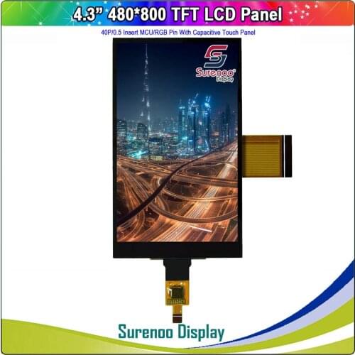 4.3" 480*800 40P_RGB/MCU & 37P_MCU TFT LCD Module Display Monitor Screen with IIC I2C Capacitive Touch Panel