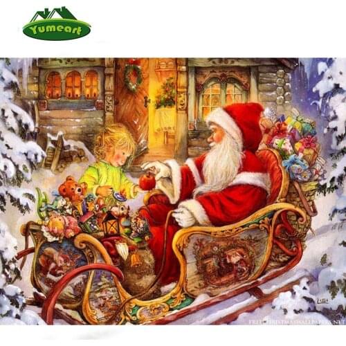 5D Diamond Embroidery Painting Cross Stitch Picture of Snow Santa Full Square Drill Mosaic Painting Christmas Home Decoration