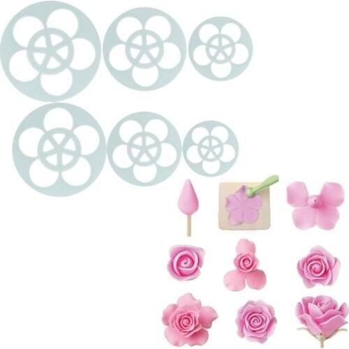 6Pcs Rose Flower Cake Pastry Plunger Cutters Fondant Cookie Chocolate Baking Moulds DIY Mold Cutter Kitchen DecoratingTools