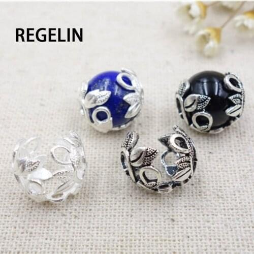 REGELIN 925 Sterling 6/8/10/12mm Bracelet flower cap Spacer Bead 1pcs/lot For Jewelry Making Bead Bracelets DIY Accessories