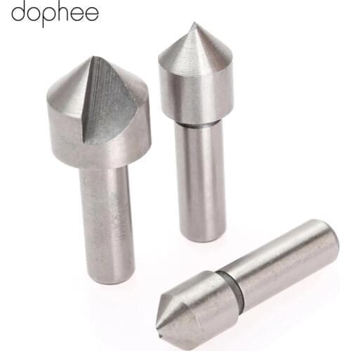 Dophee 3pcs 10/12/16mm HSS Single Flute Countersink Drill Bit Set 90 Degree Chamfer Reamer Wood Cutter Tools Saw Drill Accessory