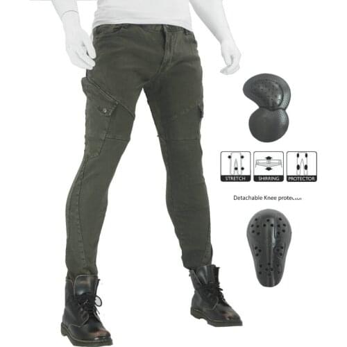 Jeans Casual Knee Pads Motorcycle Pants Denim Blue Pants Motorcycle High-end Army Green Jeans Denim Casual Pants