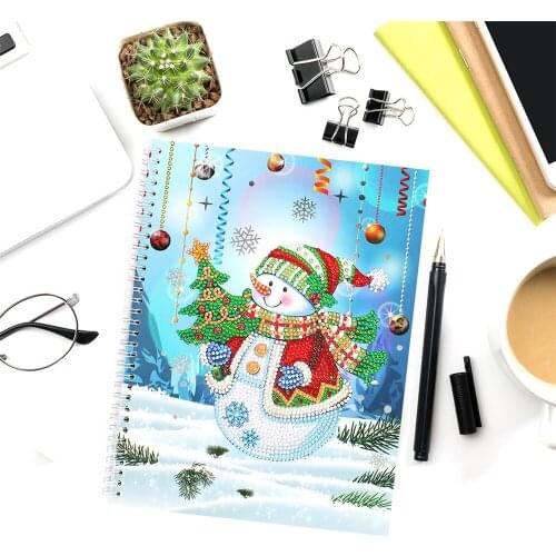HUACAN New Arrival 5D Diamond Painting Notebook Snowman DIY Embroidery Mosaic Christmas Kits Special Shaped Gift