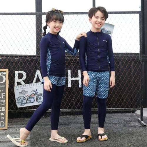 2021 Summer New Children Swimsuit Boy Girl Swimwear Sun Proof 3 Piece Set Long Sleeve Quick Dry Waterproof Surfing Diving Suit