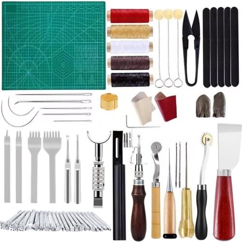 LMDZ Practical Leather Tools 60 PCS Complete Craft Sewing Kit for Beginner/Professional- Leather Crafting Kit for Bookbinding