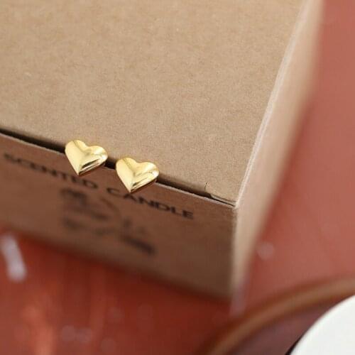 MODAGIRL Small Pair of Heart Stud Earrings in Stainless Steel 18K Gold Minimalist and Stylish Women Daily Jewelry