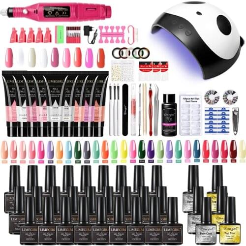 Manicure Set for Nail Extensions Gel Nail Polish Set Quick Building Polygels Set Soak Off UV LED Lamp Dryer Nail Set Machine Kit