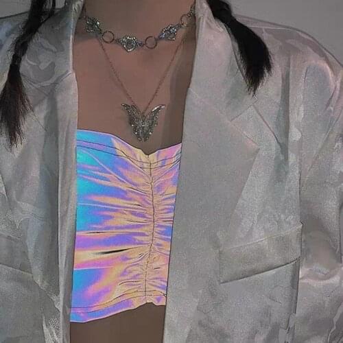 Layered Butterfly Necklace Hollow Bridal Necklaces Chain Women Pendant Girls Vintage Jewelry Silver Color Kpop Alloy Collares