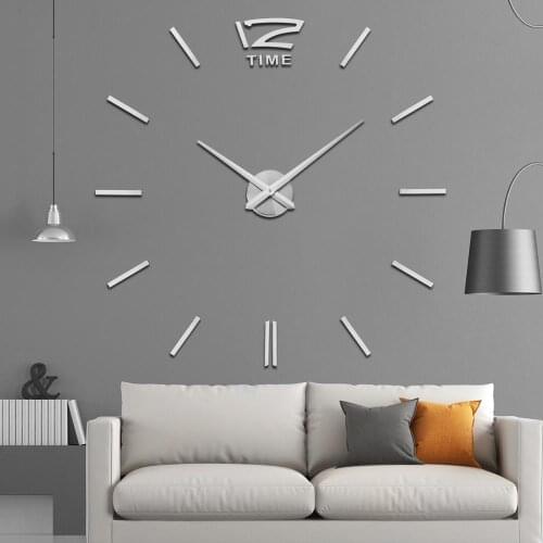Wall CLOCK DIY ART 3D Large Quartz Acrylic Mirror Stickers Decoration for Living Room Office Christmas Gift ,Metal Face