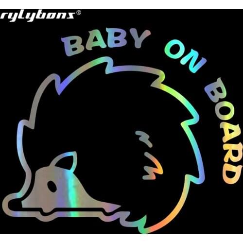 New 12.7cm*10.8cm Baby On Board Car Stickers Cute An Interesting Hedgehog Decals Body Motorcycle Stickers On the Car Accessories