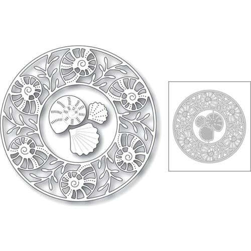 2020 New Round Shape Seaweed Conch and Shell Embossing Metal Cutting Dies For Scrapbooking Greeting Card Paper Making No Stamps