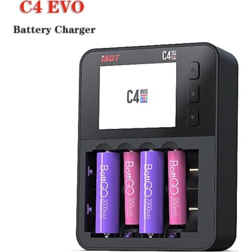 New ISDT C4 EVO Smart Battery ChargerWith Type-C QC3.0 Output for AA AAA Li-ion Battery With IPS Display Screen