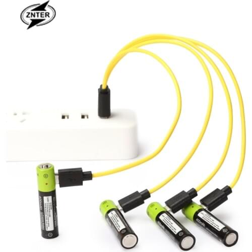 Original ZNTER AA Rechargeable Battery 2/4pcs 1.5V 1700mAh USB Charging Lithium Battery Bateria with Micro USB Charging Cable