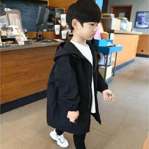 Autumn 3-14Y Boys Coat Spring Children Outwear Medium Length Hooded Jacket For Boys Windbreaker Coat Handsome Kids Clothes Tops