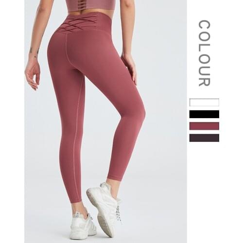 Sexy Back Waist Cross Design Yoga Pants Dry Quick Workout Leggings Sports Women Fitness Gym Elastic Running Tights Activewear
