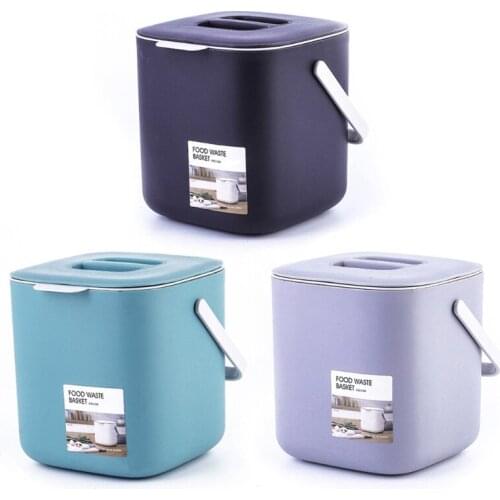 Portable 2 Tier Plastic Kitchen Waste Trash Can with Handle Compost Drainer Bin