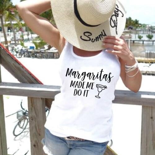 Casual Women Sleeveless Bachelorette Party Tank Vest Margaritas Made Me Do It Tanks Funny Tequila Drinking Beach Tops