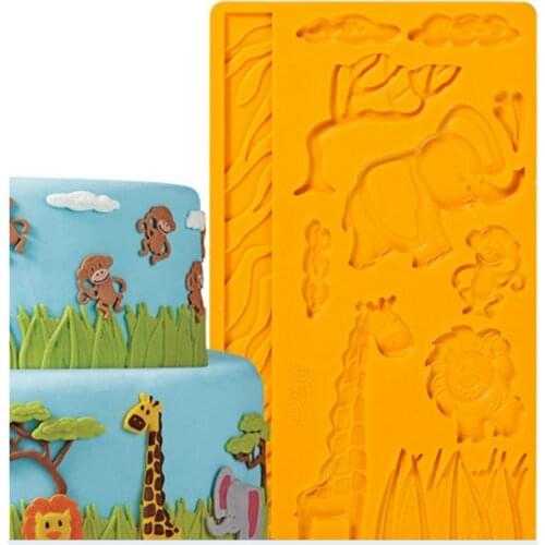 Moulds Lace Shape Paste Mold Silicone Fondant And Gum Cake Embossing Decoration Mold Zoo Animal0521